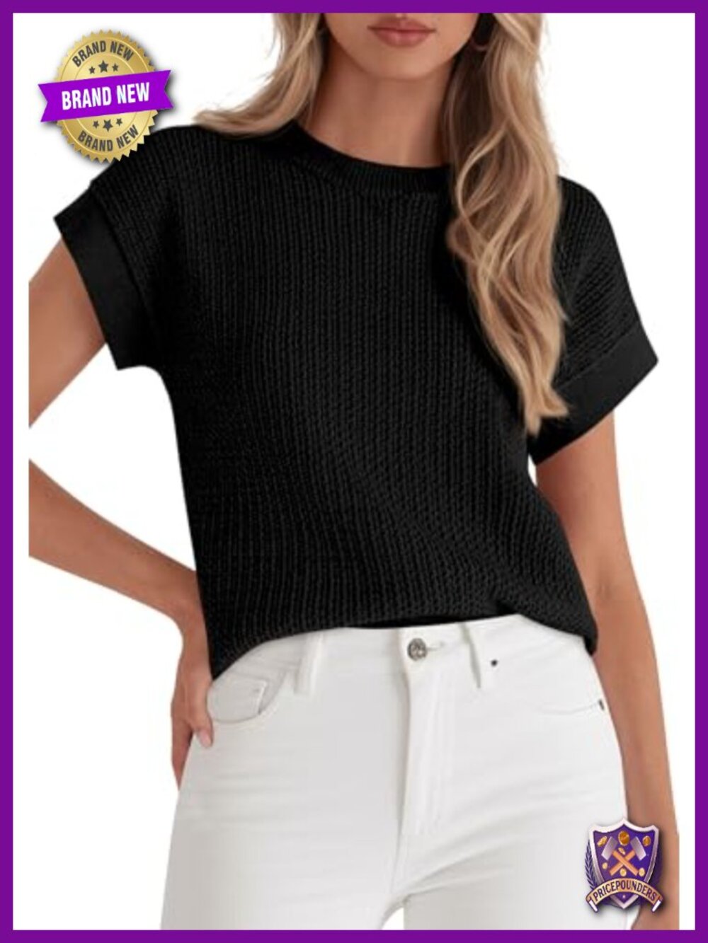 Women's Crochet Sweater Vest Cap Sleeve Knit Pullover Summer Top